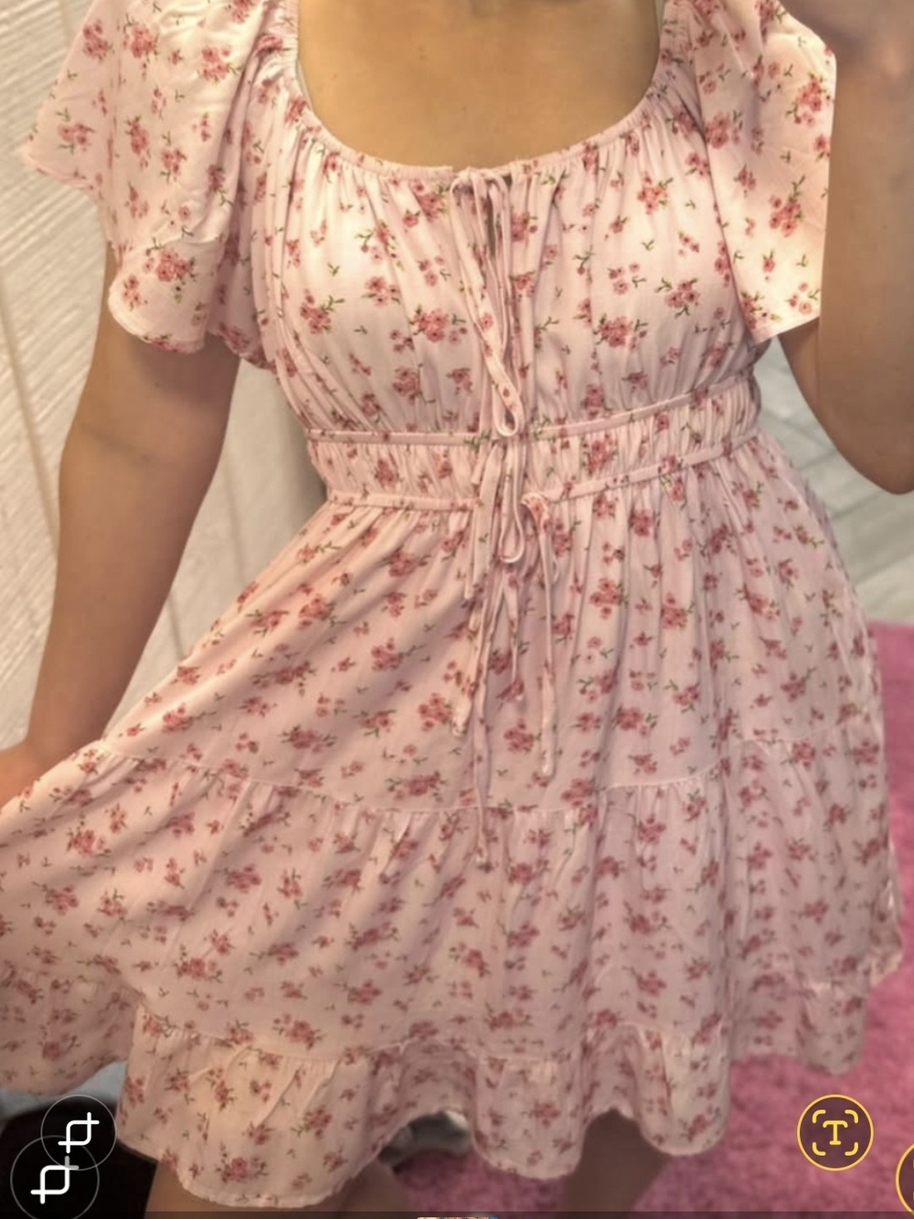 Altar'd State Blush Pink Floral Tiered Mini Dress